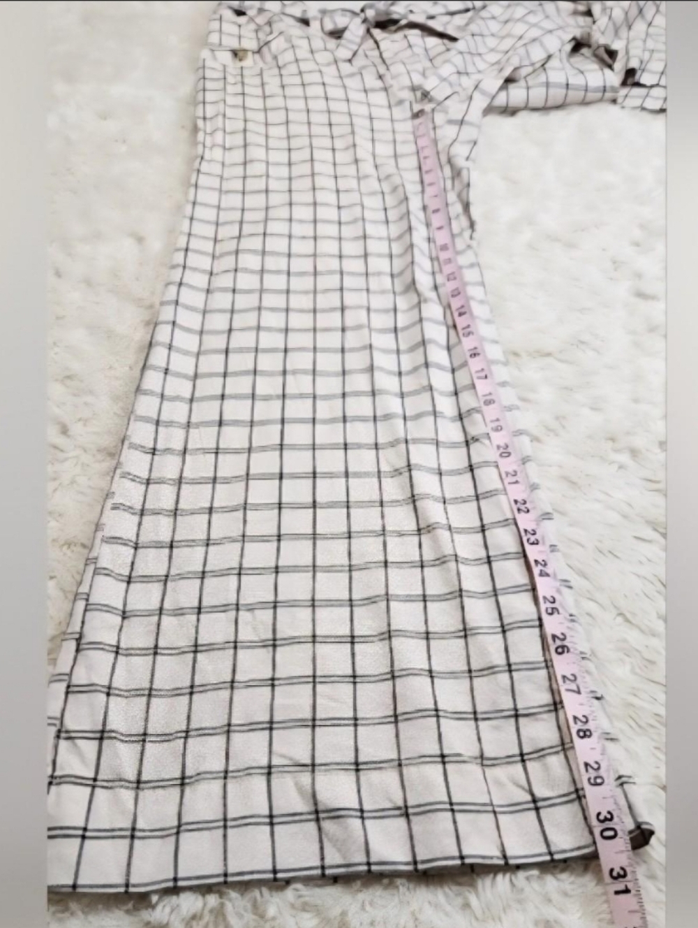 ANTHROPOLOGIE Ivory & Black Window Pane Plaid Wide Leg High Waist Trousers Sz 6 - Picture 7 of 10